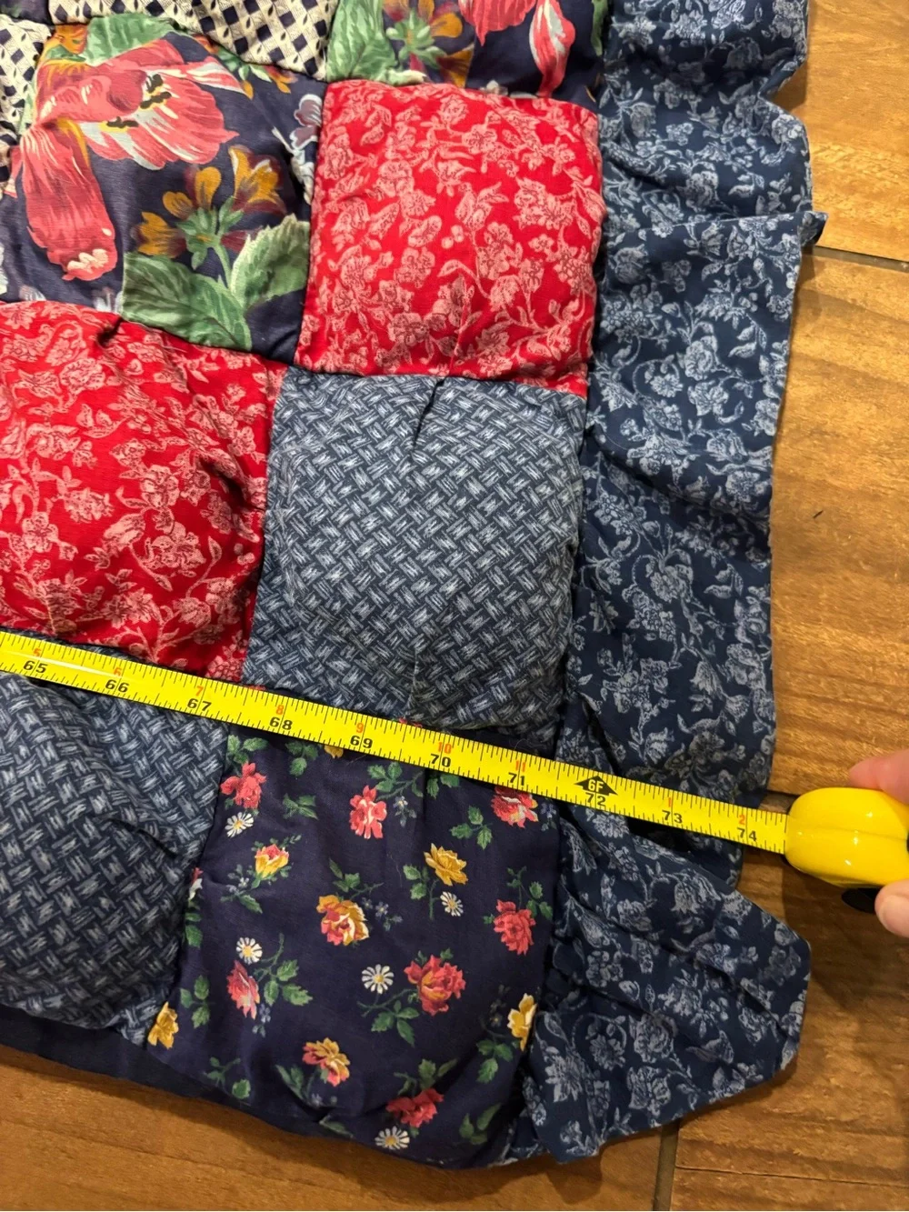 Vintage Puff Quilt Full Double Handmade Biscuit Bubble Floral Patchwork 74x89